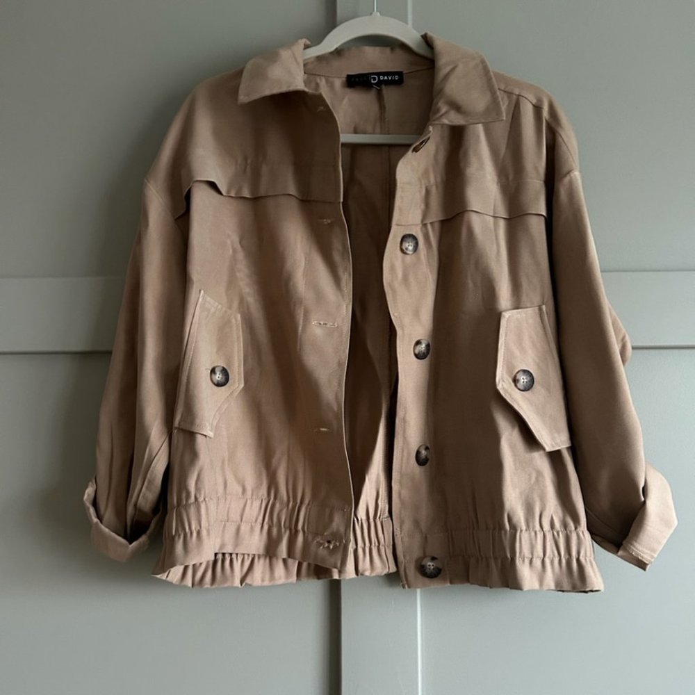 Roll Sleeve Jacket - Tan - Rayon